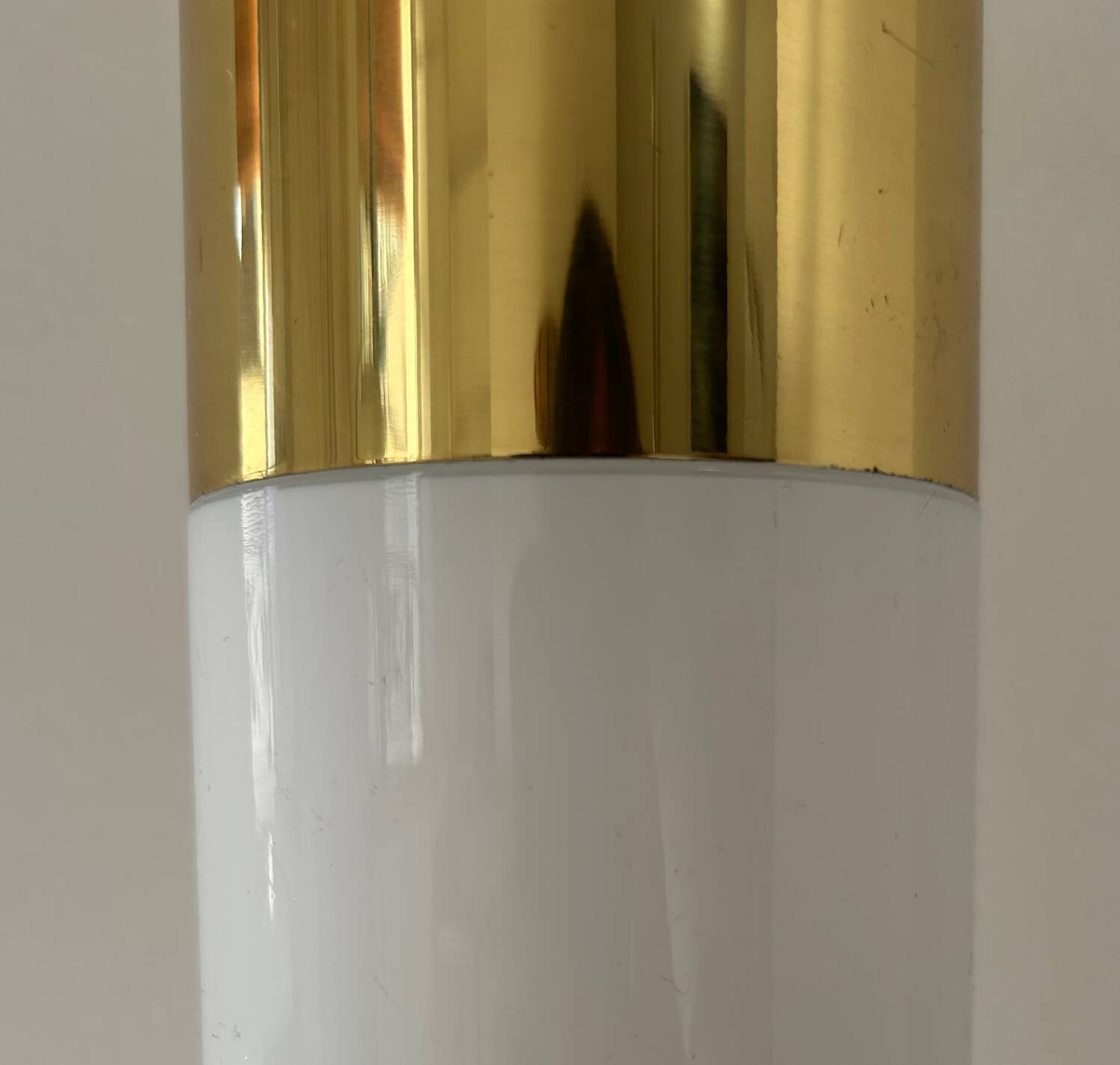 Vintage brass and opaline pendant light, Limburg, Germany 1960s