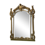 Large Louis XV style mirror with side panels, late 19th century
