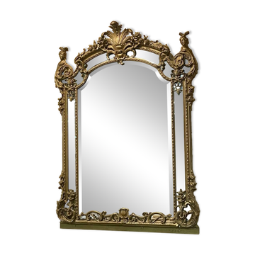 Large Louis XV style mirror with side panels, late 19th century