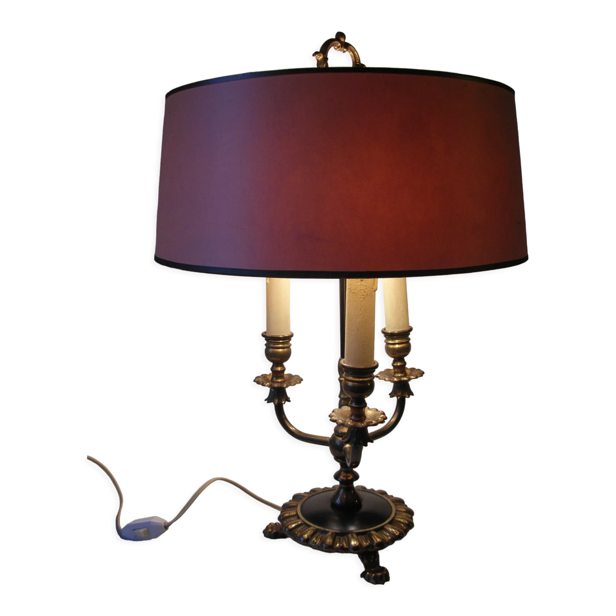 Desk lamp 3 fires style hot water bottle brass and bronze lion's paw deco office living room
