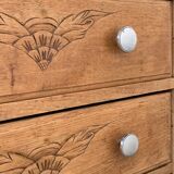 Art deco chest of drawers raw wood and khaki