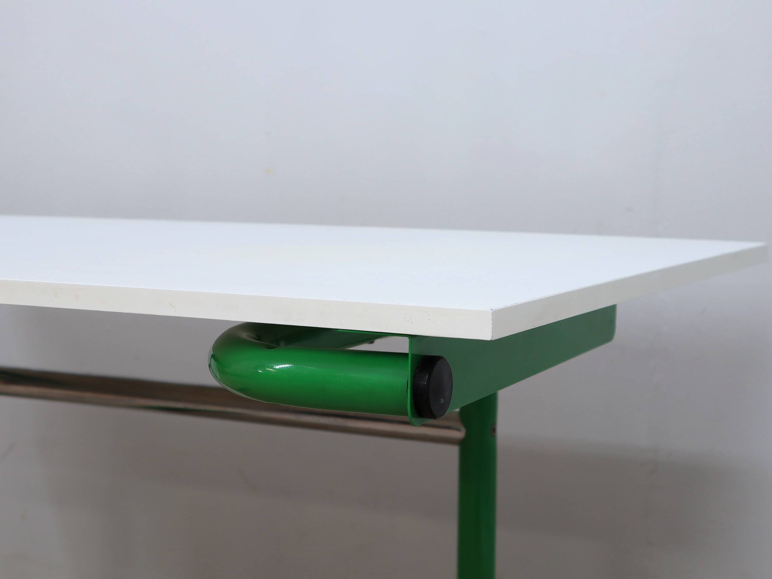 1960s Bieffeplast vintage green metal frame desk