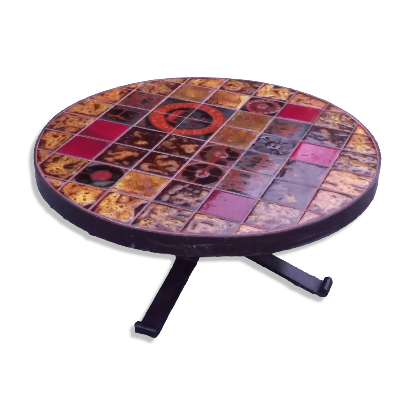 Table basse design Jean Gregorieff pour Roche Bobois céramique et métal