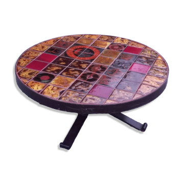 Designer coffee table by Jean Gregorieff for Roche Bobois, ceramic and metal.