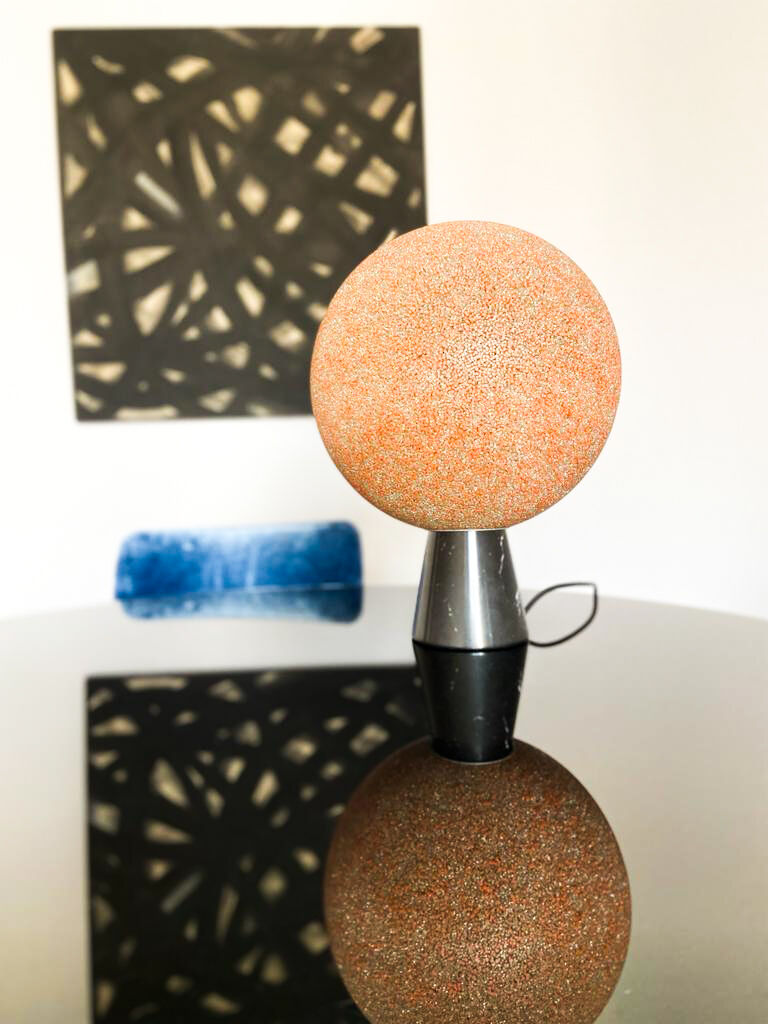 Lampe de table « Marte » avec base en marbre noir Marquina Jonh & Silvia Reid Années 1960