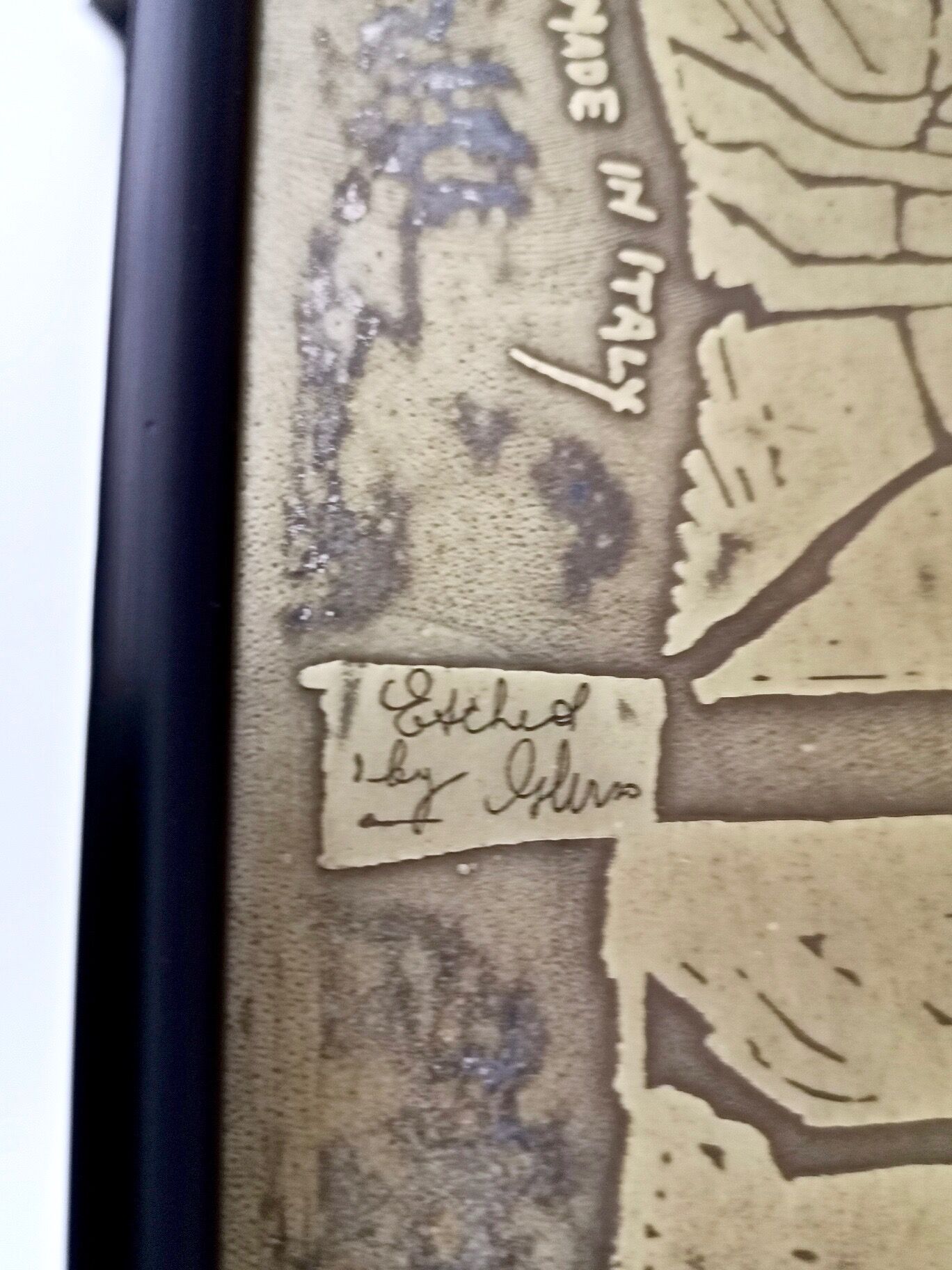 Elegant Rectangular Vintage Etched Brass Coffee Table by G. Urs, Italy