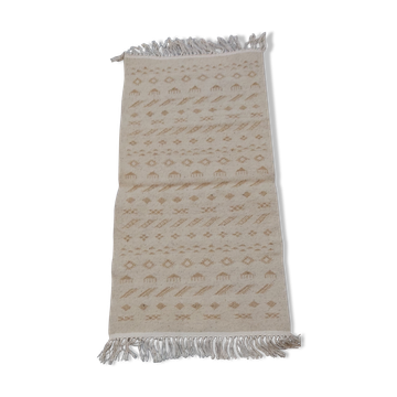 Tapis descente de lit  blanc et marron 122x62cm