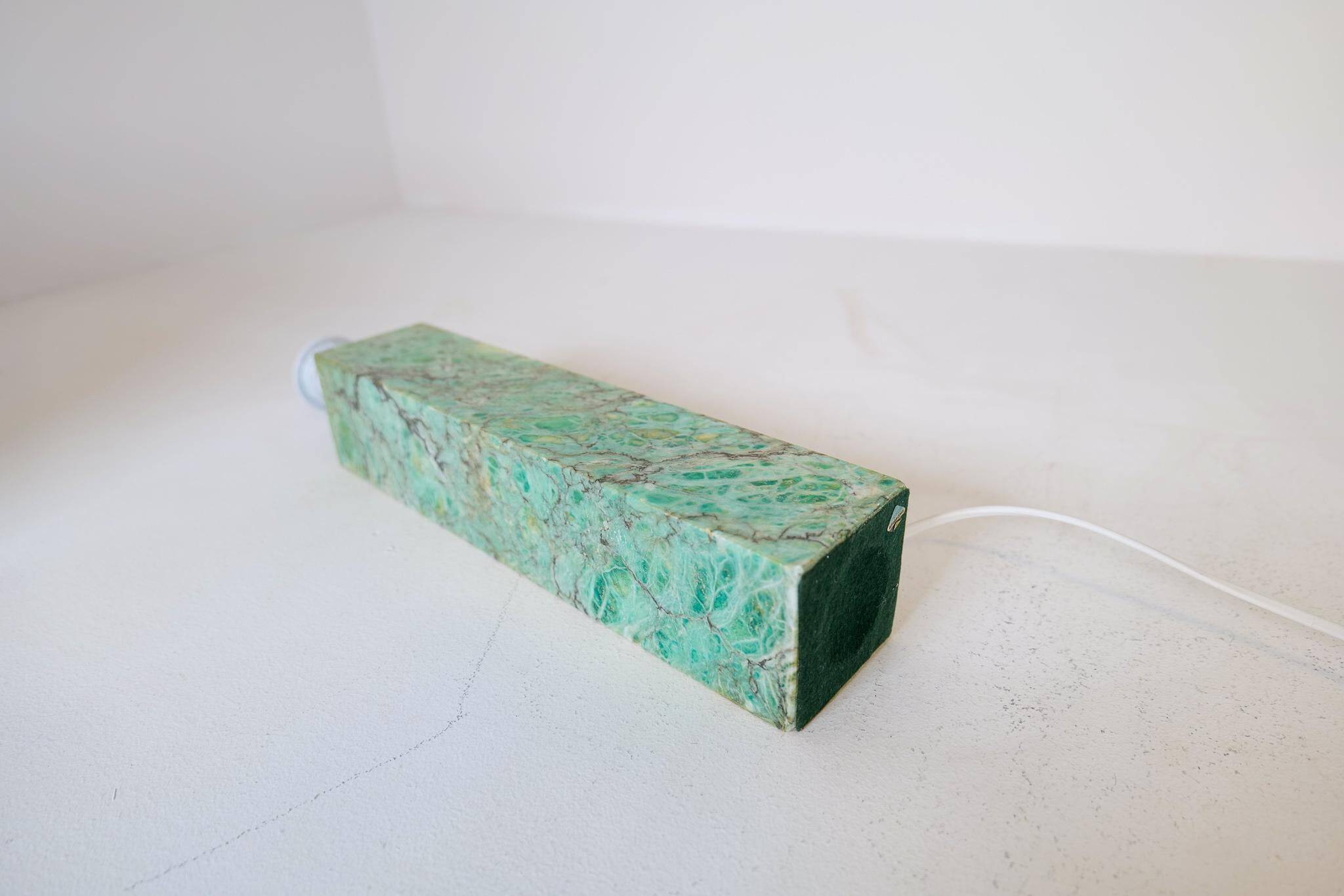 Mid-century green marble table lamp by Bergbom, Sweden, 1960s.