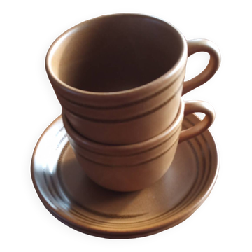 Set of 2 Sarreguemines cups and saucers