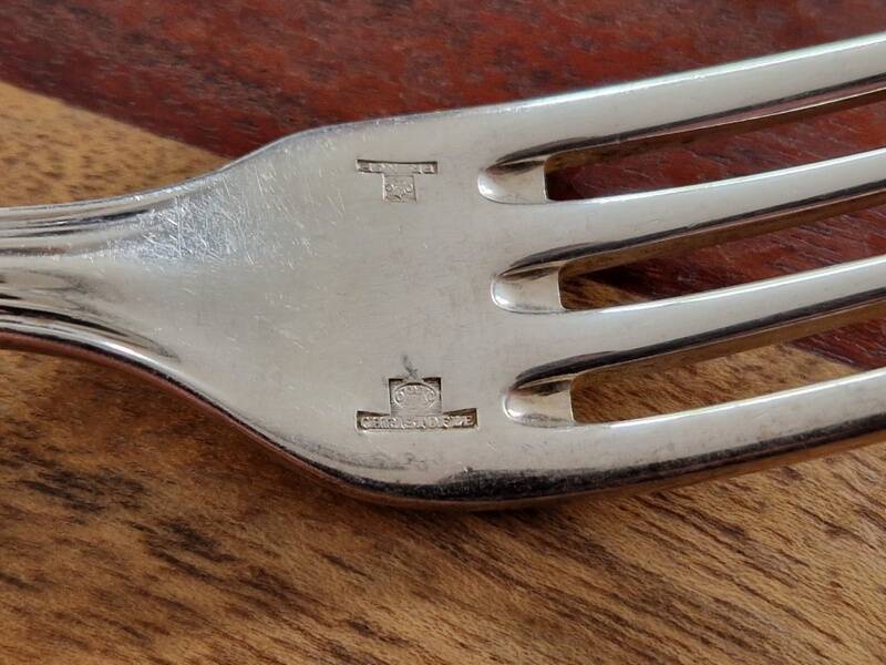 Christofle Série de 3 fourchettes de table modèle Spatours en métal argenté