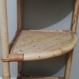 Bamboo and rattan corner shelf