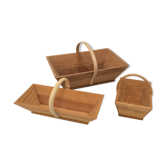 Set of 3 baskets wooden "tubs".
