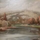 Old oil painting on cardboard citadel of besancon signed henri chapatte