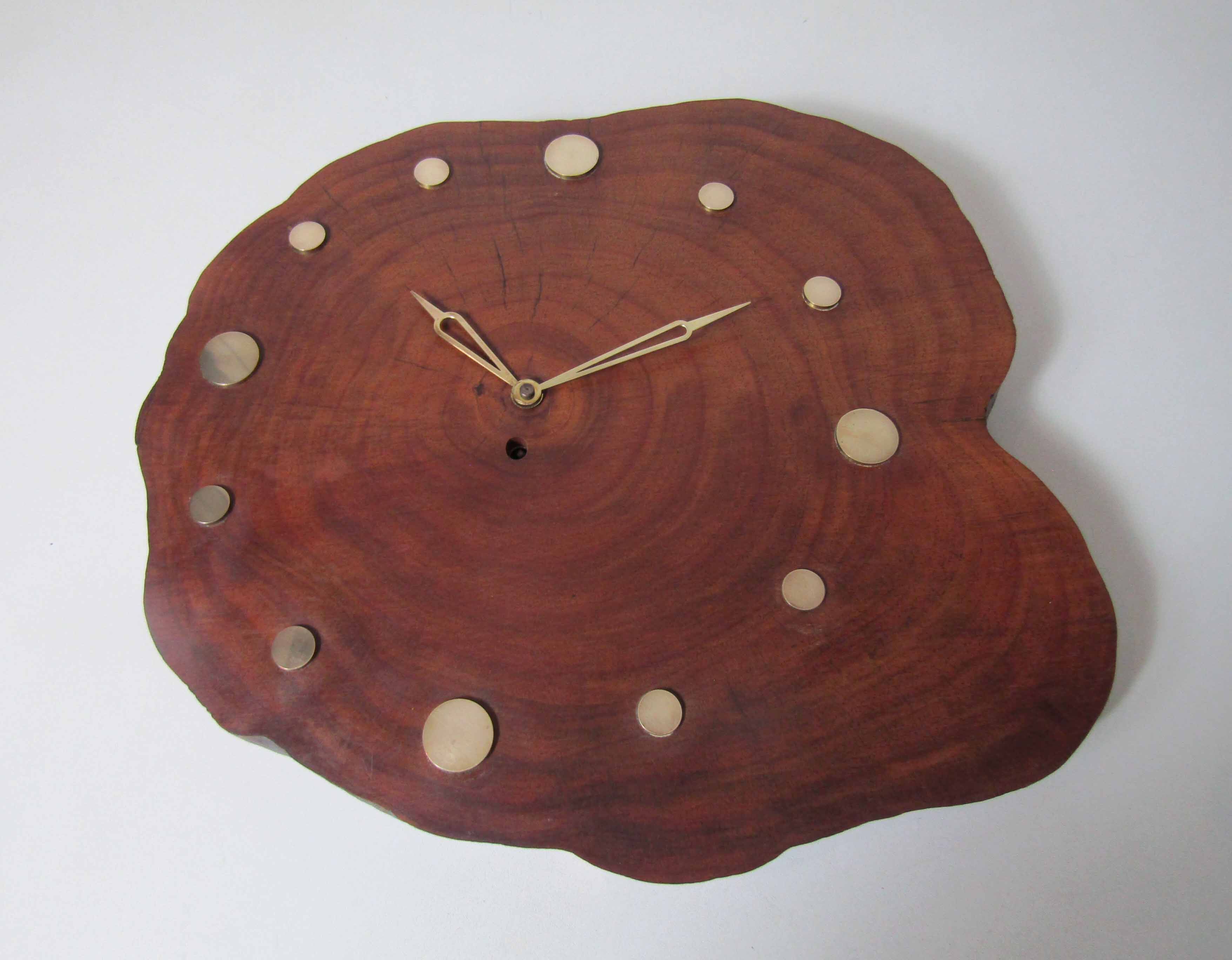 Horloge murale bois et laiton vintage à clef clée