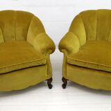 Pair of Mid-Century Modern Italian Velvet Armchairs, 1950s