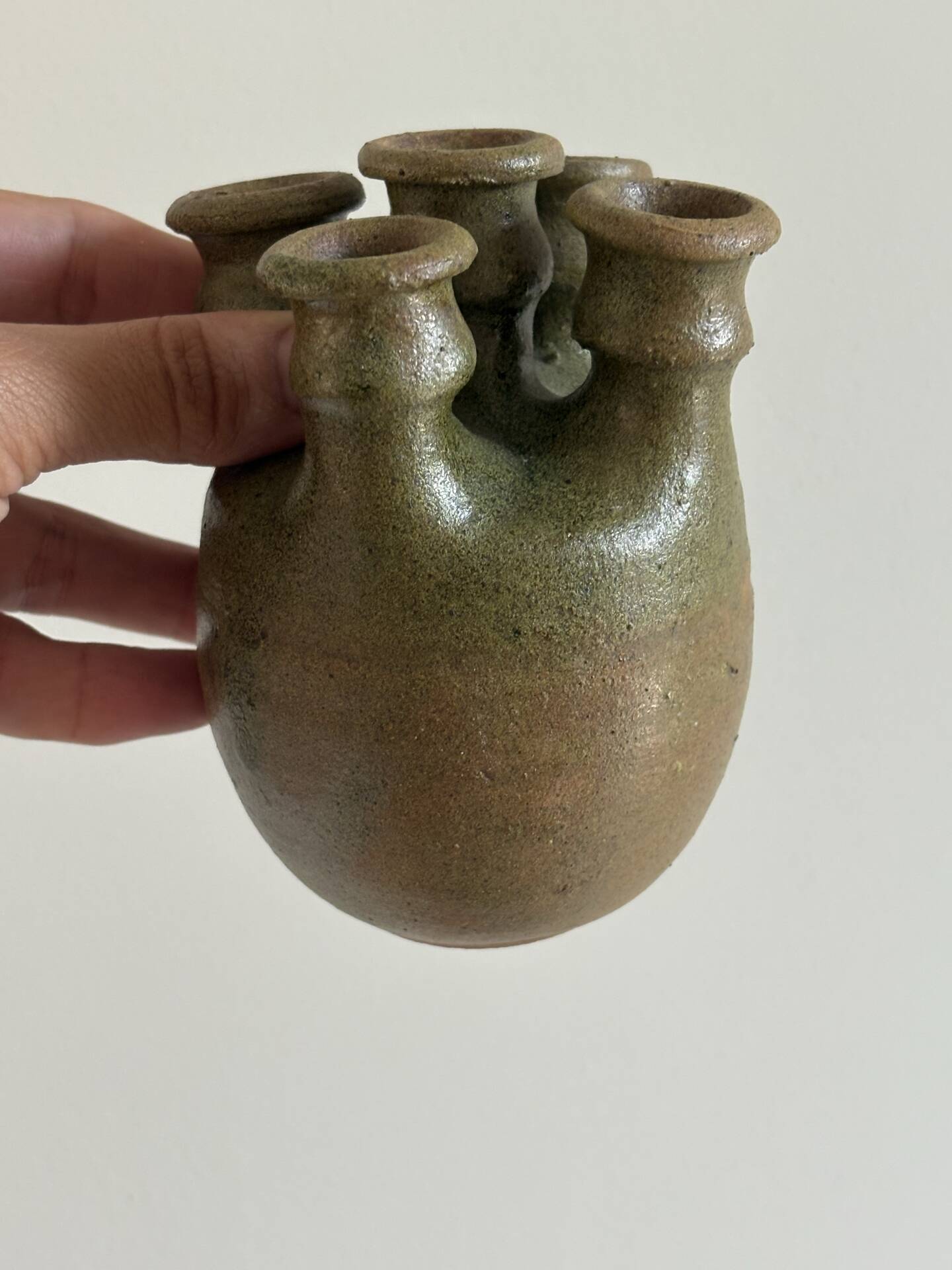 Vase with five necks in glazed stoneware