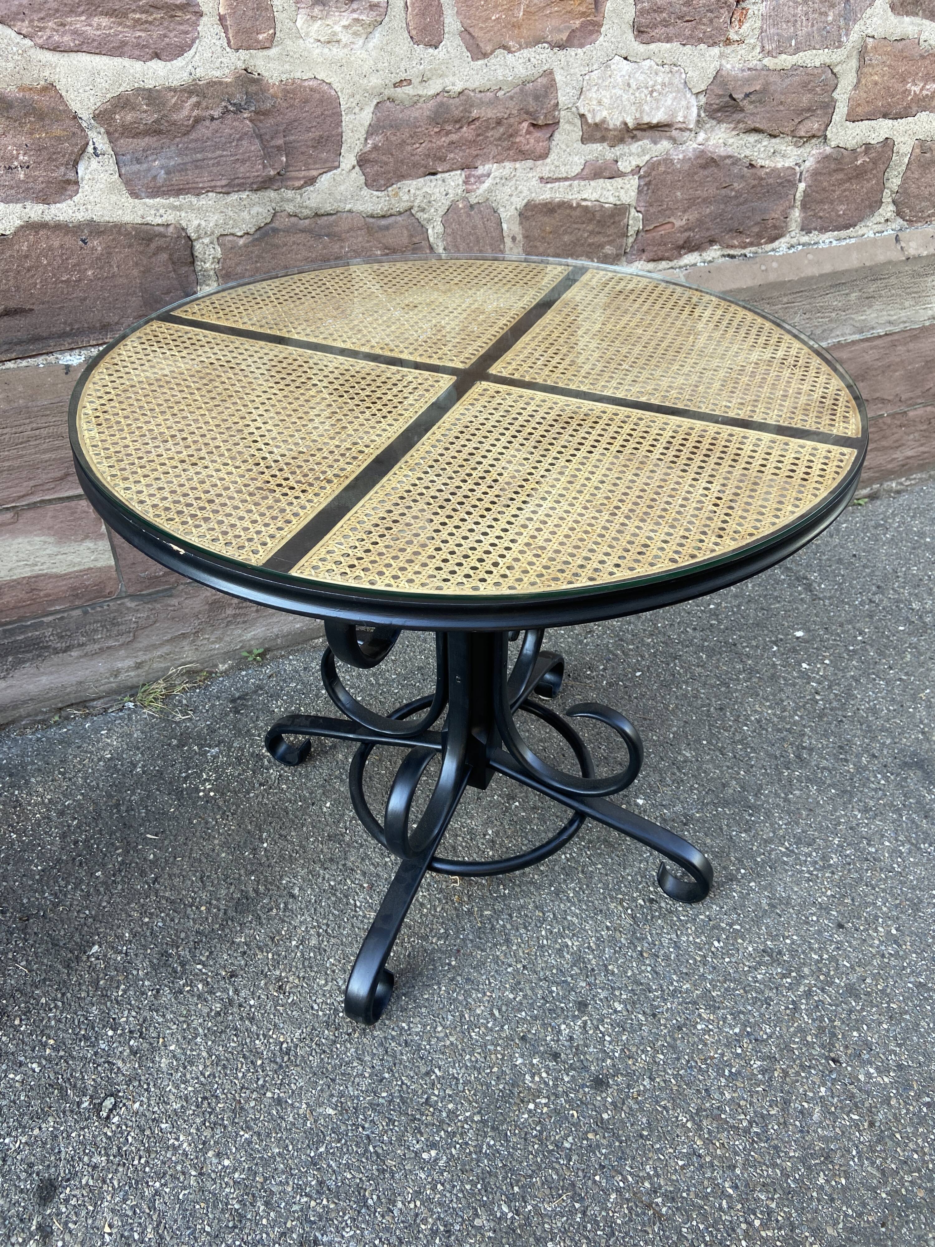 Side table table central foot pedestal table Art Nouveau style curved wood 1980s