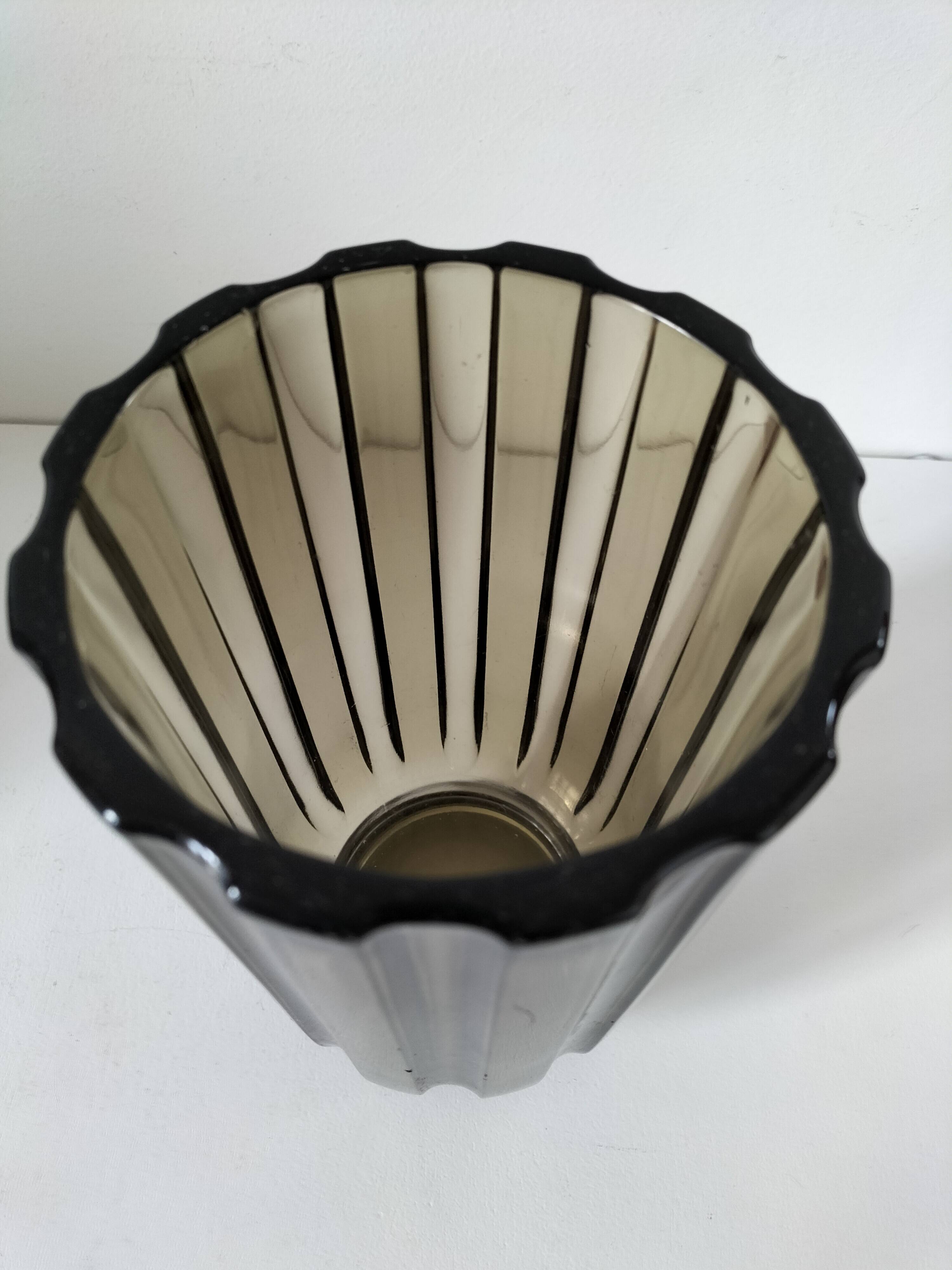 Vintage design smoked glass vase