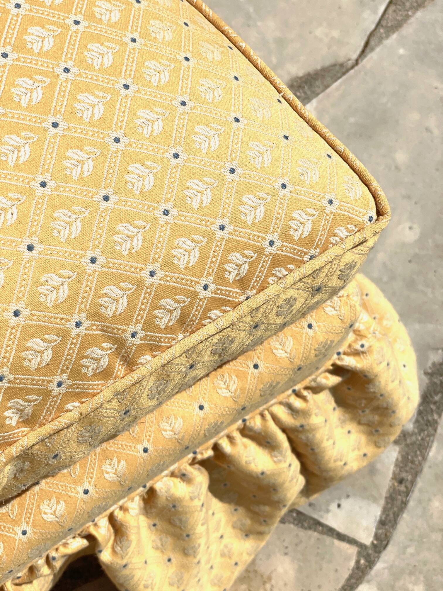 Vintage upholstered fabric toad armchair