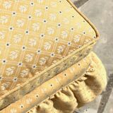 Vintage upholstered fabric toad armchair