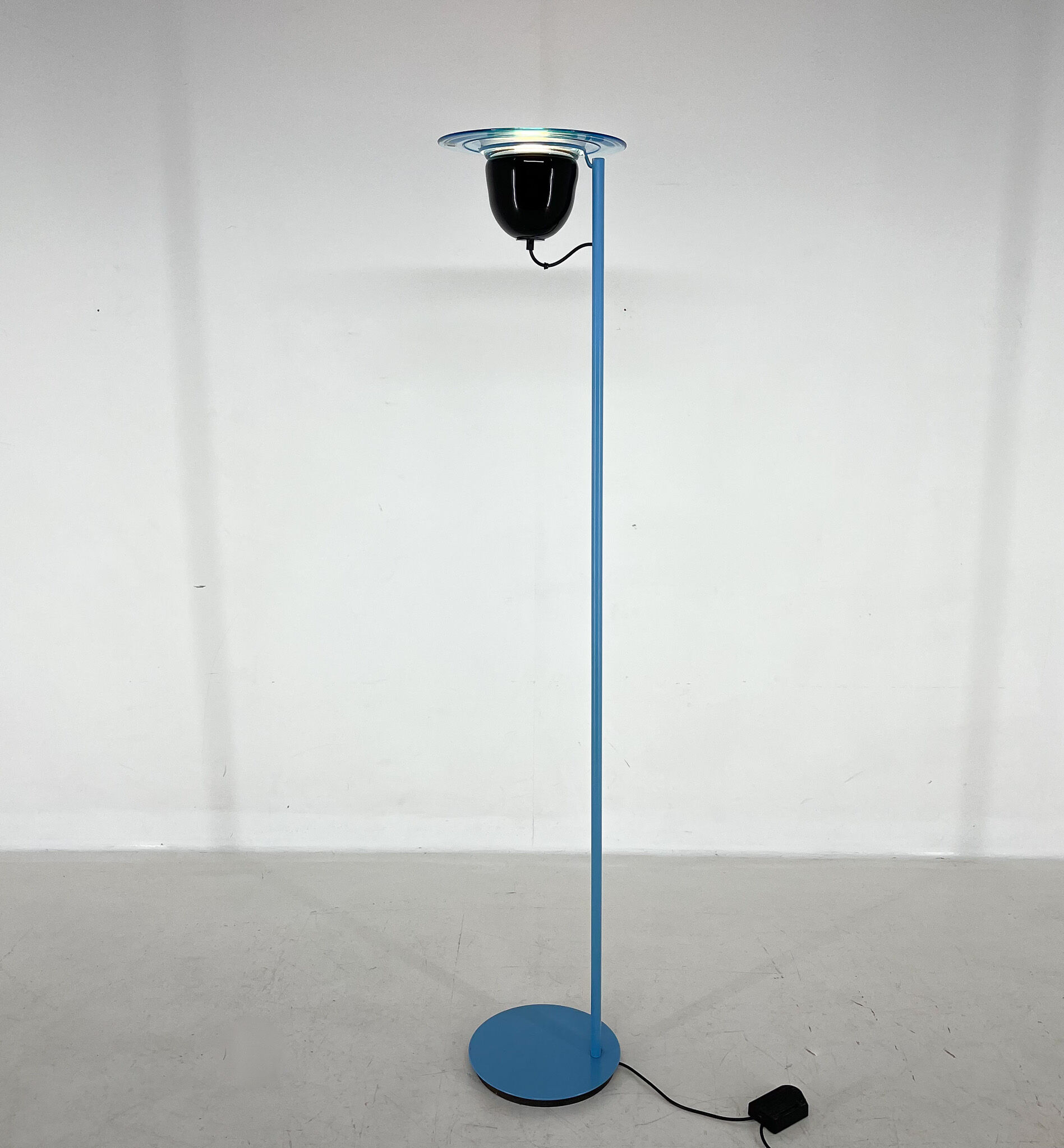 1970's vetri murano glass & metal floor lamp, italy