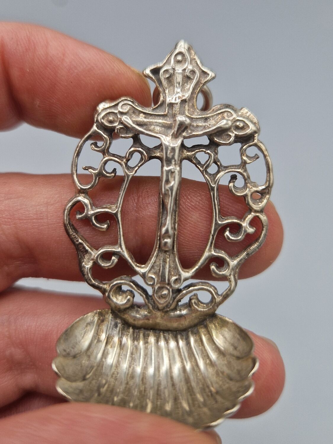 Cuillère coquille en argent 800 religieuse Italie Padoue années 1950