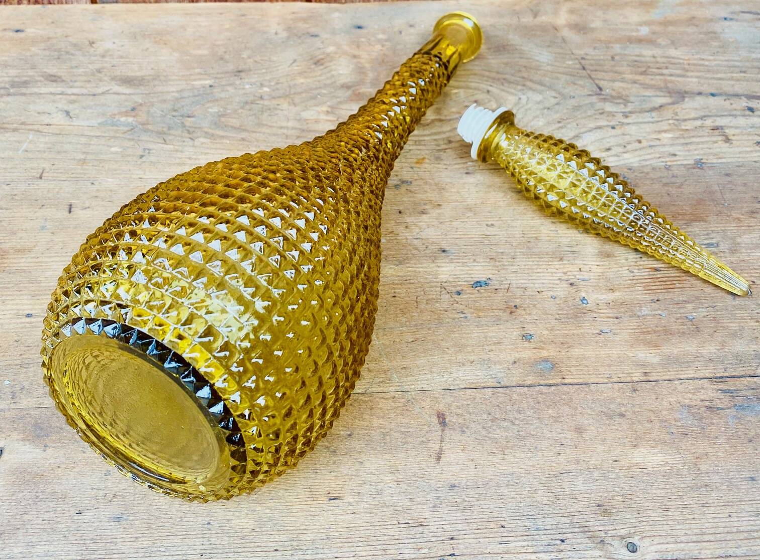 Italian carafe Empoli amber yellow 1970s