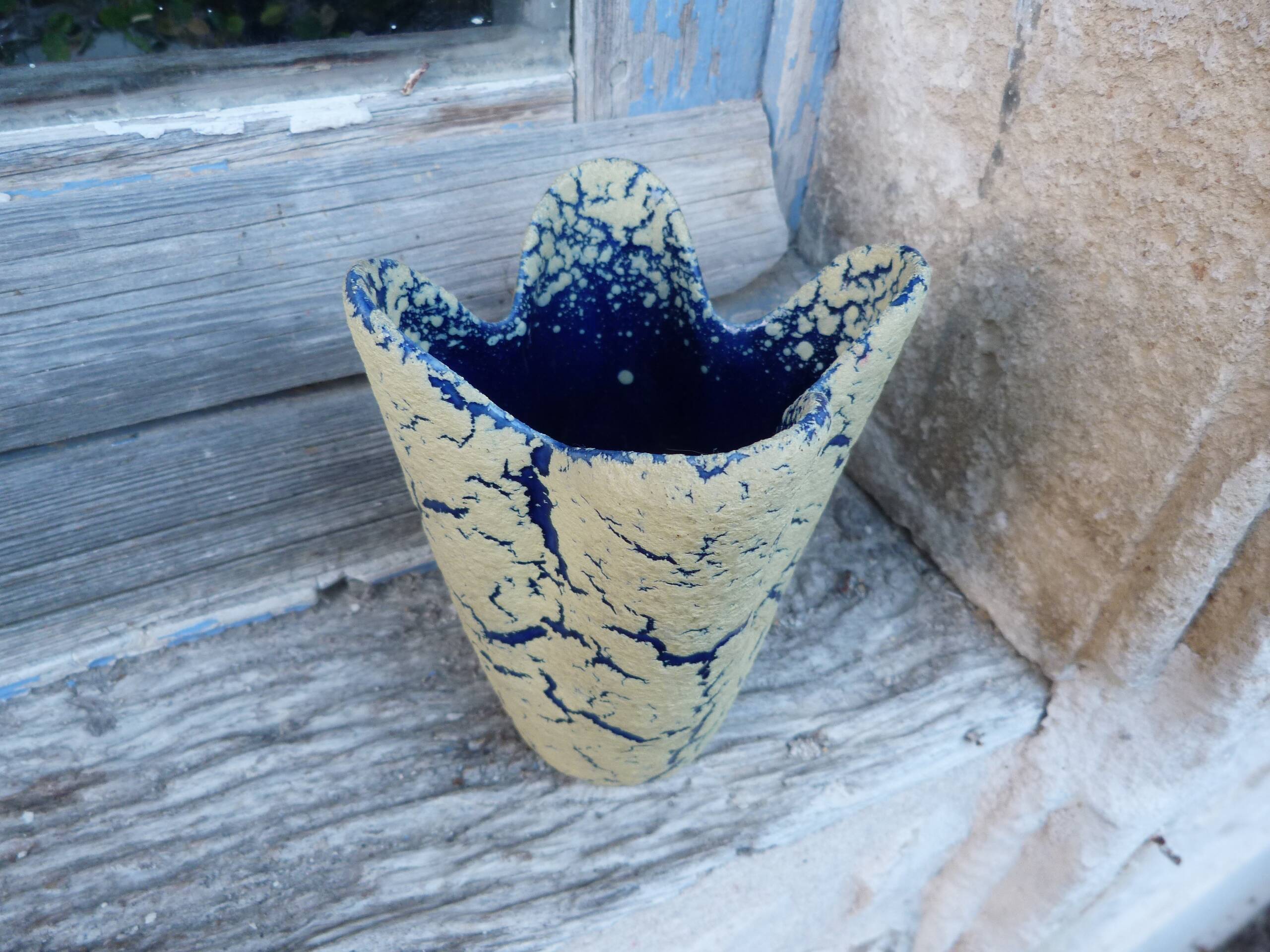 Vintage 1960s ceramic vase, Fat Lava, Clamecy