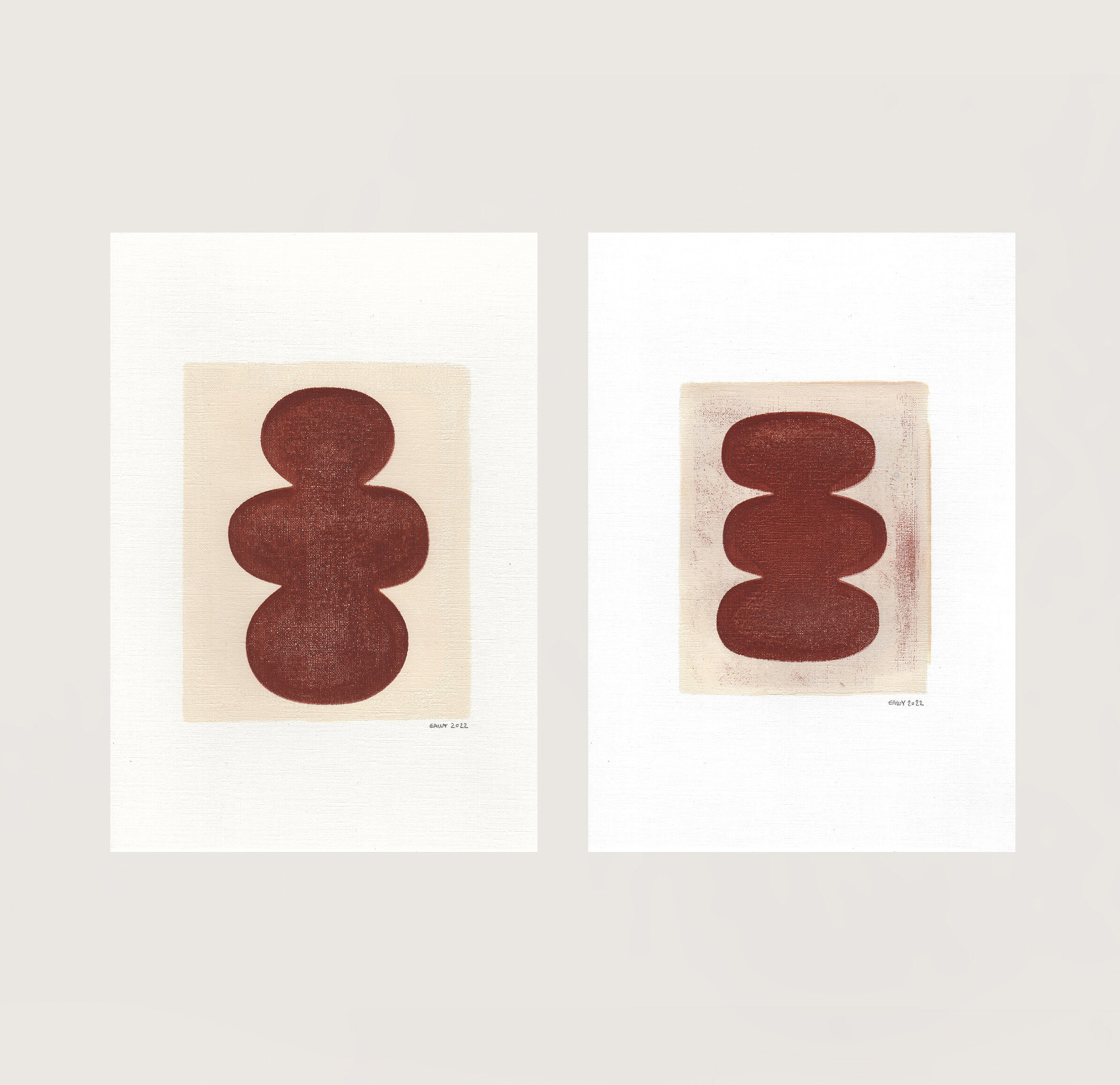 Duo of Paintings on paper • terracotta M601 and M598 • signed eawy