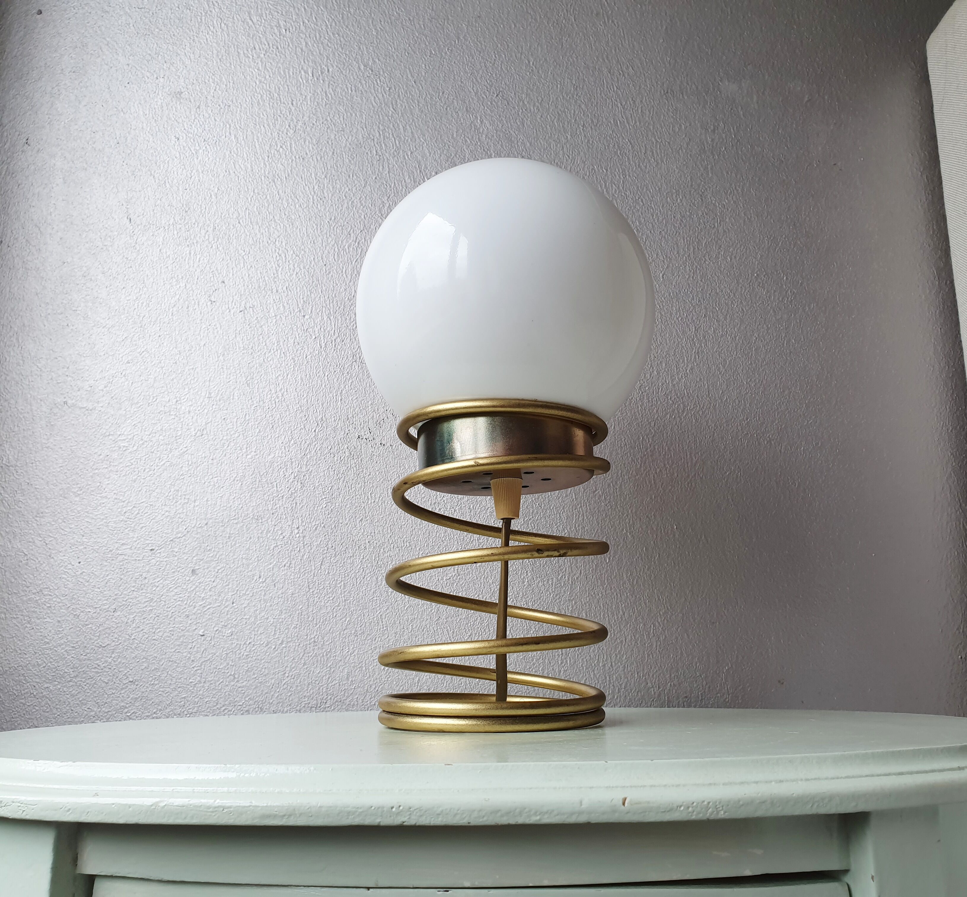 Seventies golden spiral lamp 1970