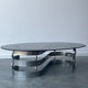 Table basse design en verre fumé et chrome 1970