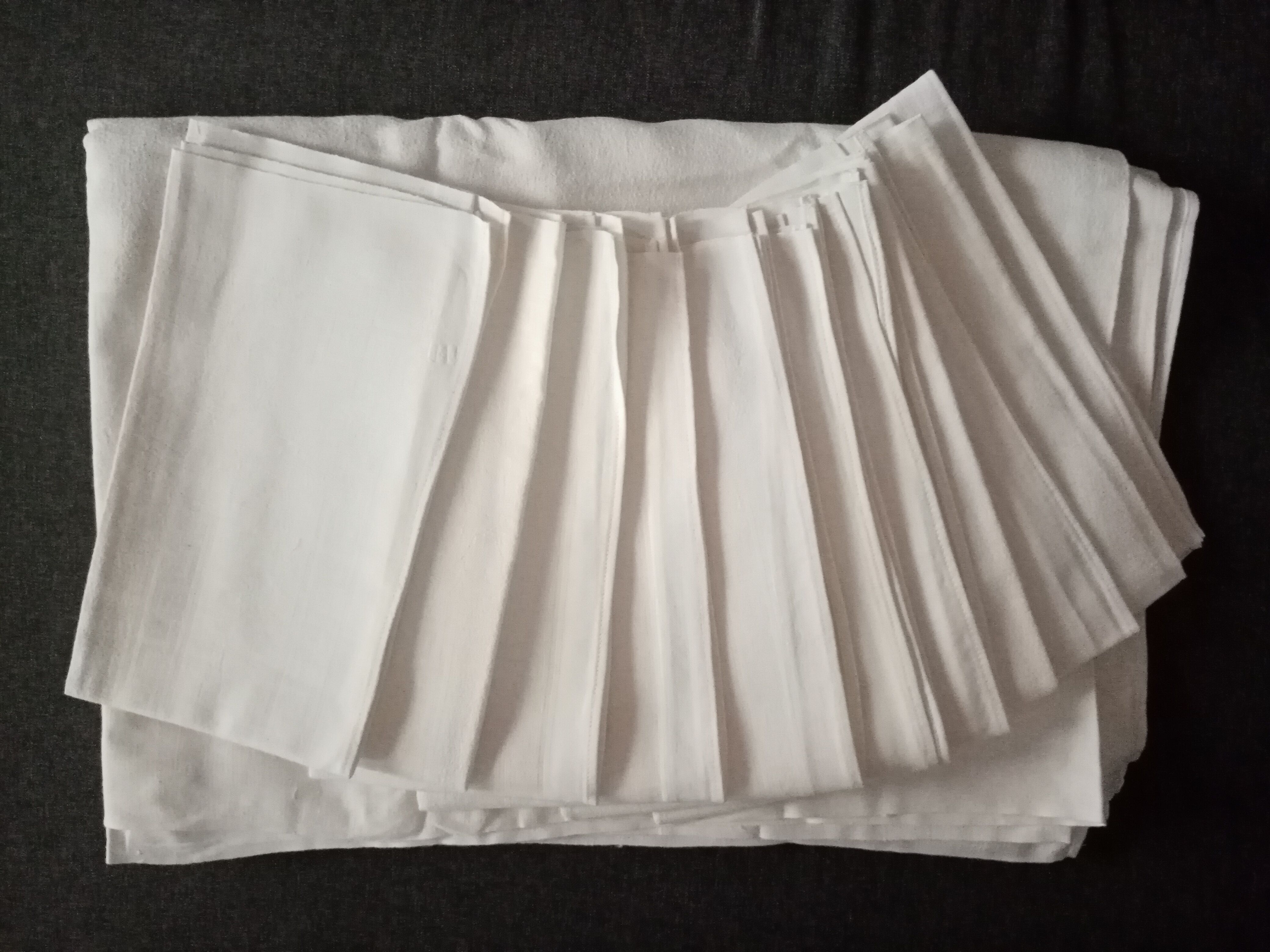 Old damase tablecloth and its 10 towels 230 x 160 cm