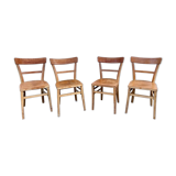 Series of 4 vintage wooden bistro chairs