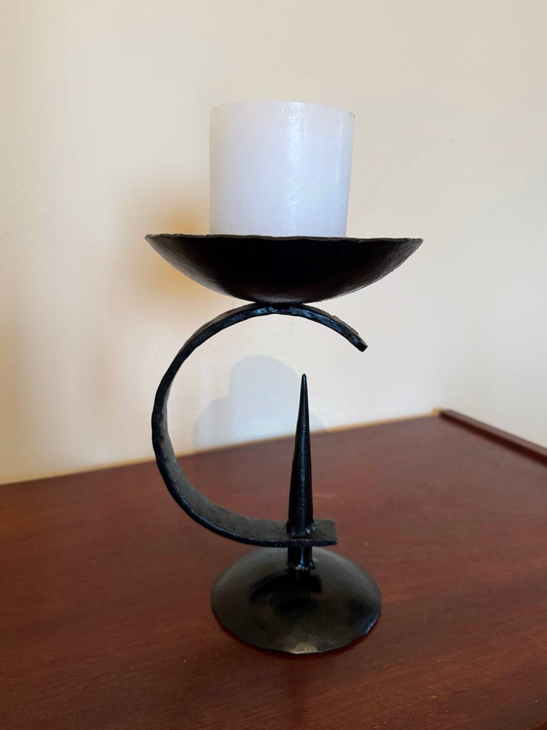 Brutalist wrought iron candle holder from the 60s