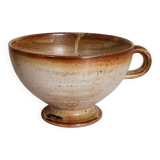 Large handmade stoneware bowl with foot