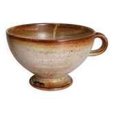 Large handmade stoneware bowl with foot