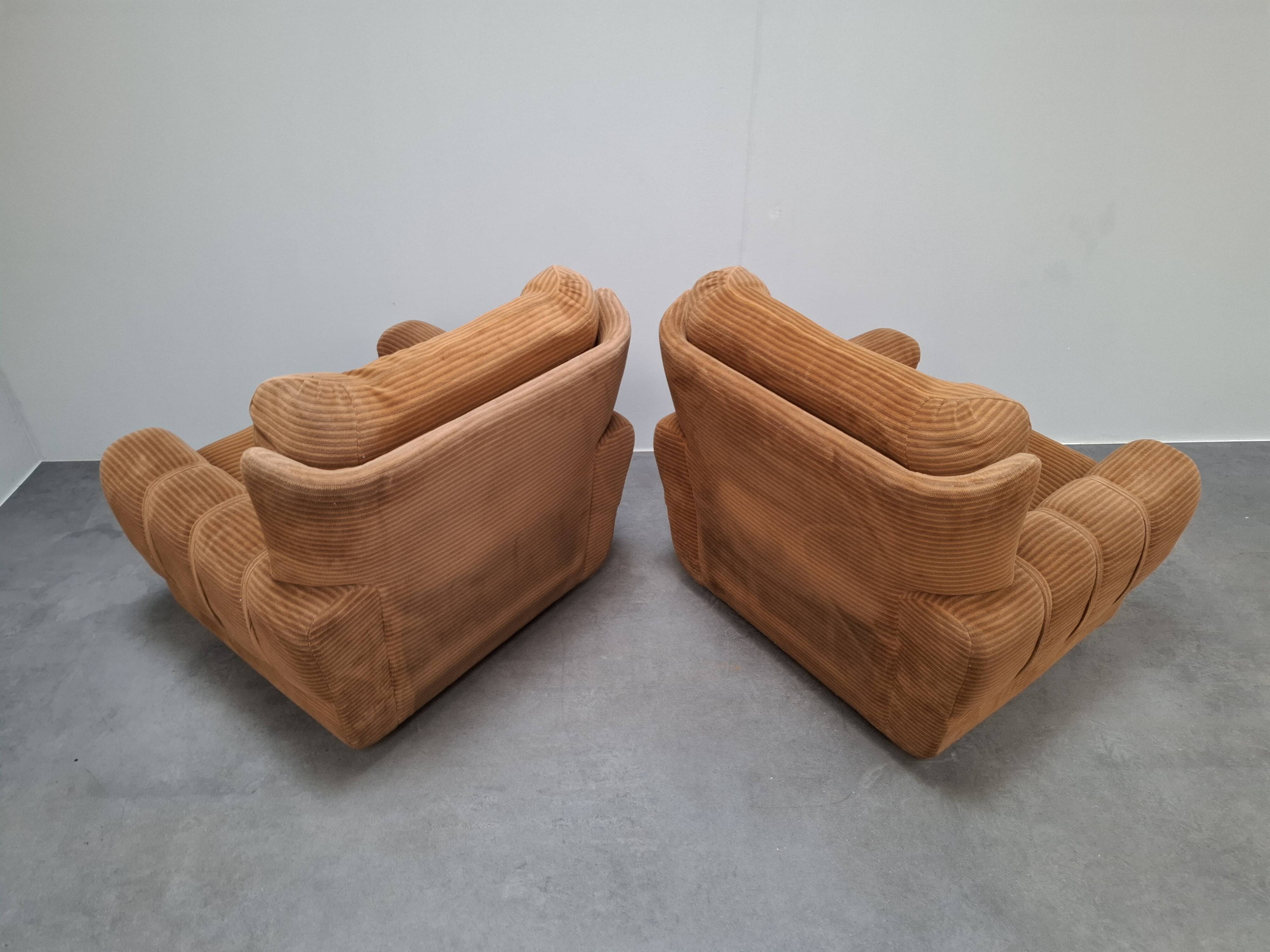 Pair of Czech TON Armchairs, 1985, Mid-Century Upholstered Lounge Chairs
