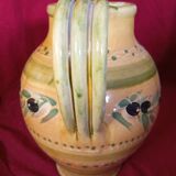 VINTAGE PROVENCAL POTTERY JAR PITCHER OLIVE DECOR