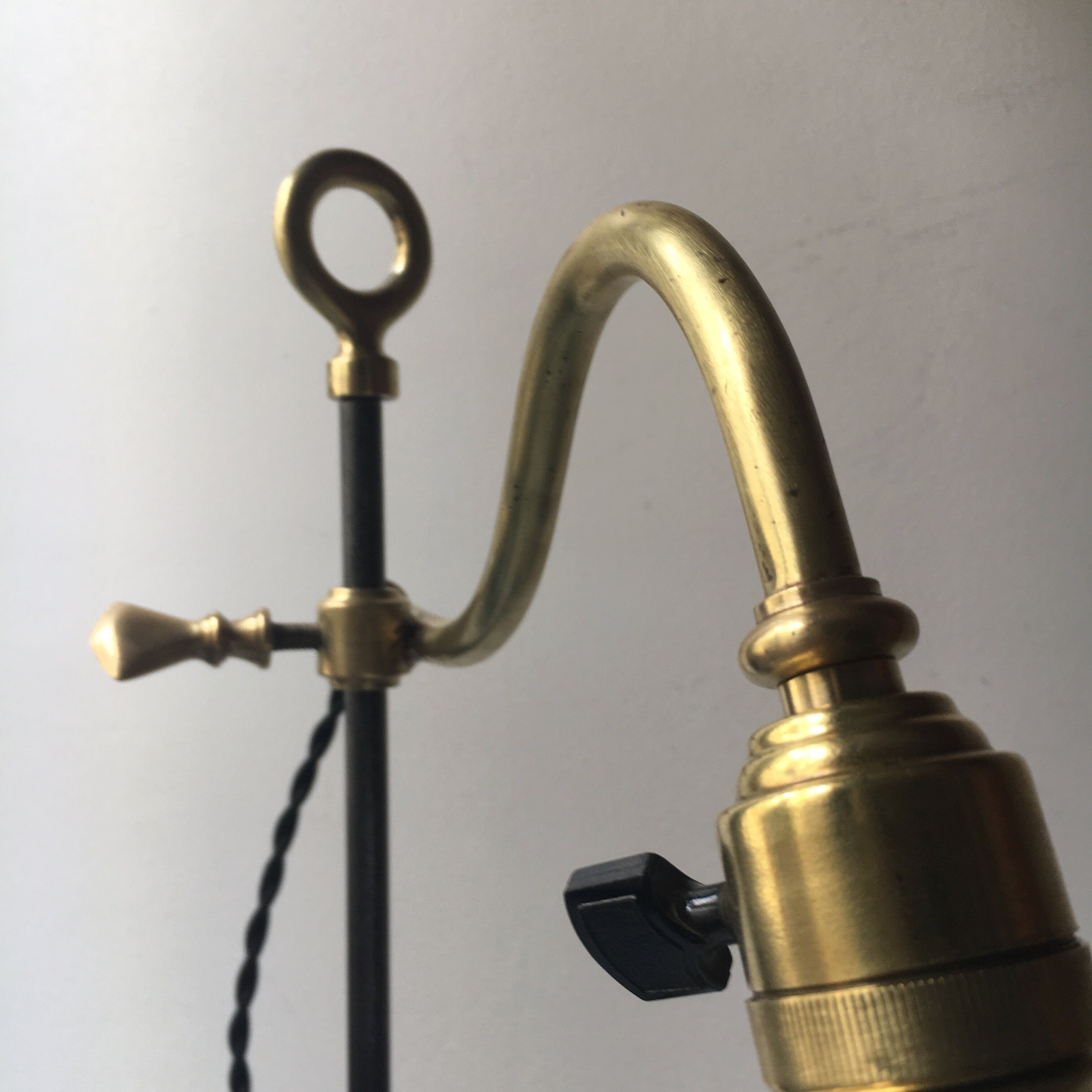 Old with opaline gooseneck desk lamp