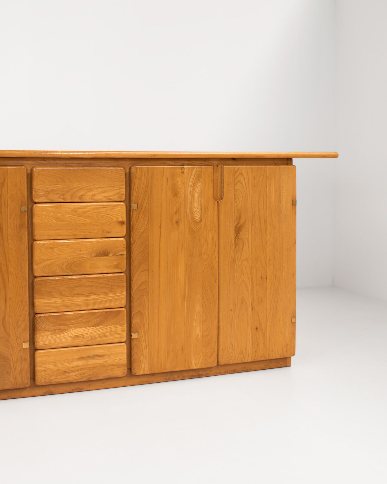 Solid Elm & Brass Sideboard by Romanutti, Italy, 1970s