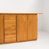 Buffet en orme massif et laiton par Romanutti Italie années 1970