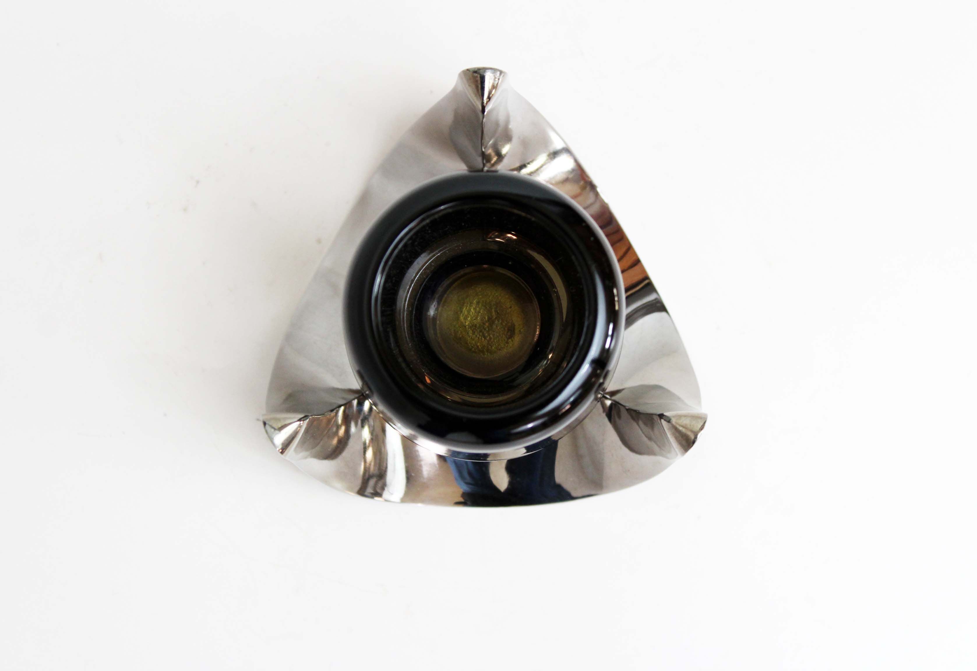 Bougeoir années 70 par Fritz Nagel en chrome et verre fumé