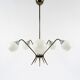 Italian brass and opaline chandelier, 1950s