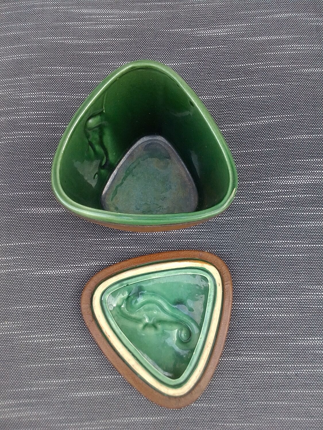 Ceramic box and leather seahorses