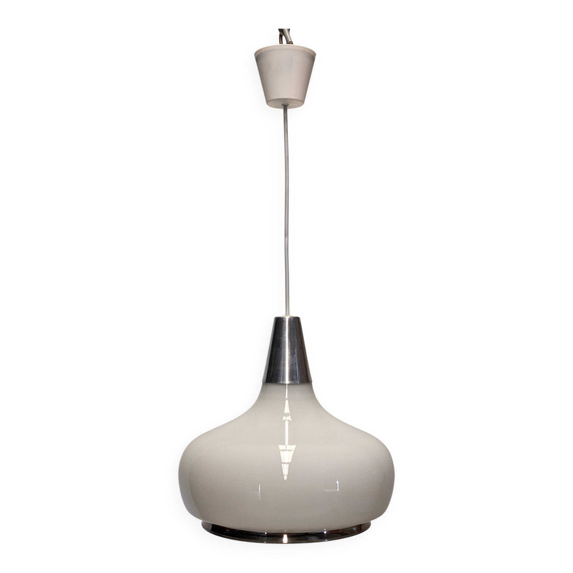 Space Age white opaline water drop pendant light from the 60s/70s