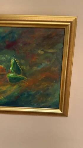 Oil on canvas “Still Life with Fruits” by Olle Bredford,Vintage & Framed 38×30cm