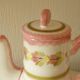 Cafetiere en faience Henriot Quimper rose