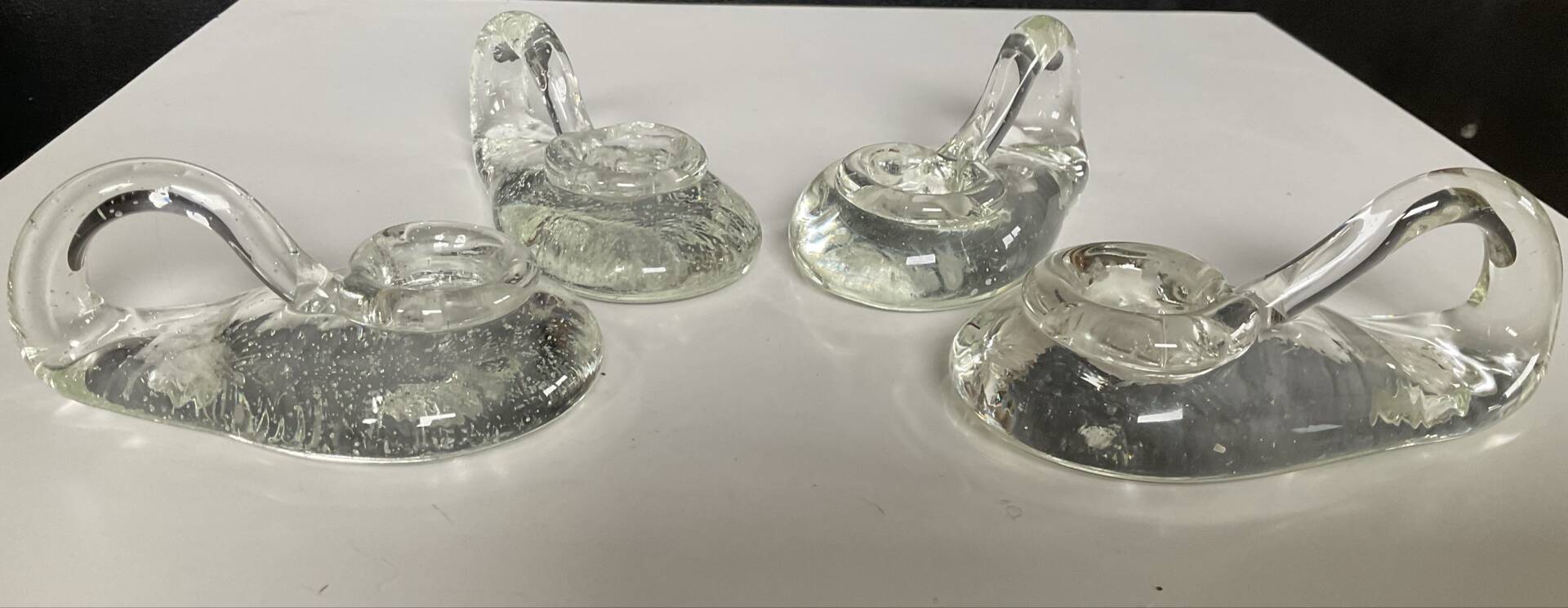 Set of 4 Schneider France crystal candle holders from the 1970s.