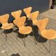 Fritz Hansen series 7 Vlinderstoelen naturel hout 1988