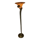 Tentacion Floor Lamp in Bronze and Opaline Edgard Brandt